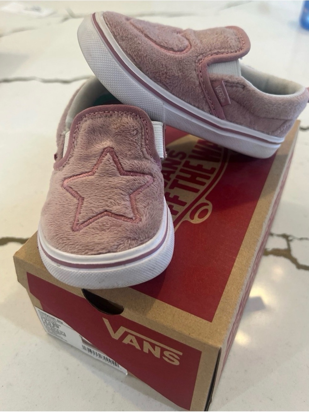 Vans Toddler Blush Pink Fuzzy Slip-On Sneakers